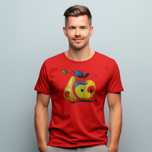 Apfel & Birne Herren T-Shirt | Rundhals Baumwollshirt mit Frucht Print