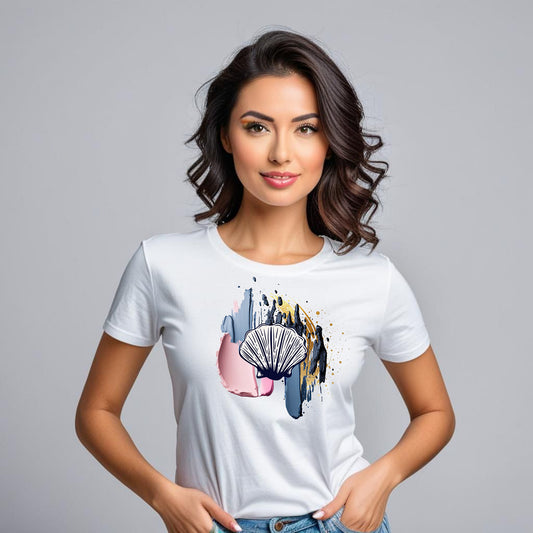 Maritimes Damen Premium T-Shirt mit Muschel Print