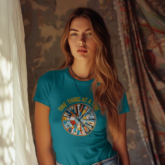 Achtsamkeit T-Shirt Damen Premium in Diva Blue