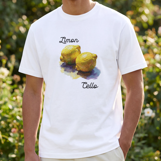 Zitronen T-Shirt Unisex Heavy Cotton in weiß mit italienischem Limoncello Grafikprint