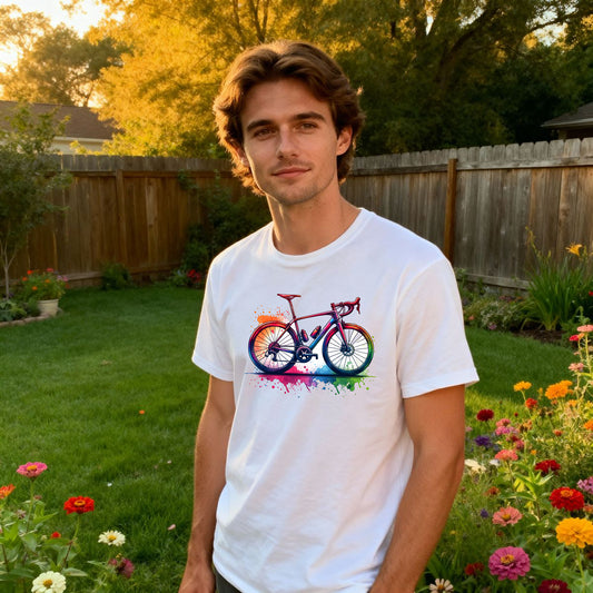 Rennrad T-Shirt für Herren. Lässiges Heavy Cotton Fahrrad Shirt