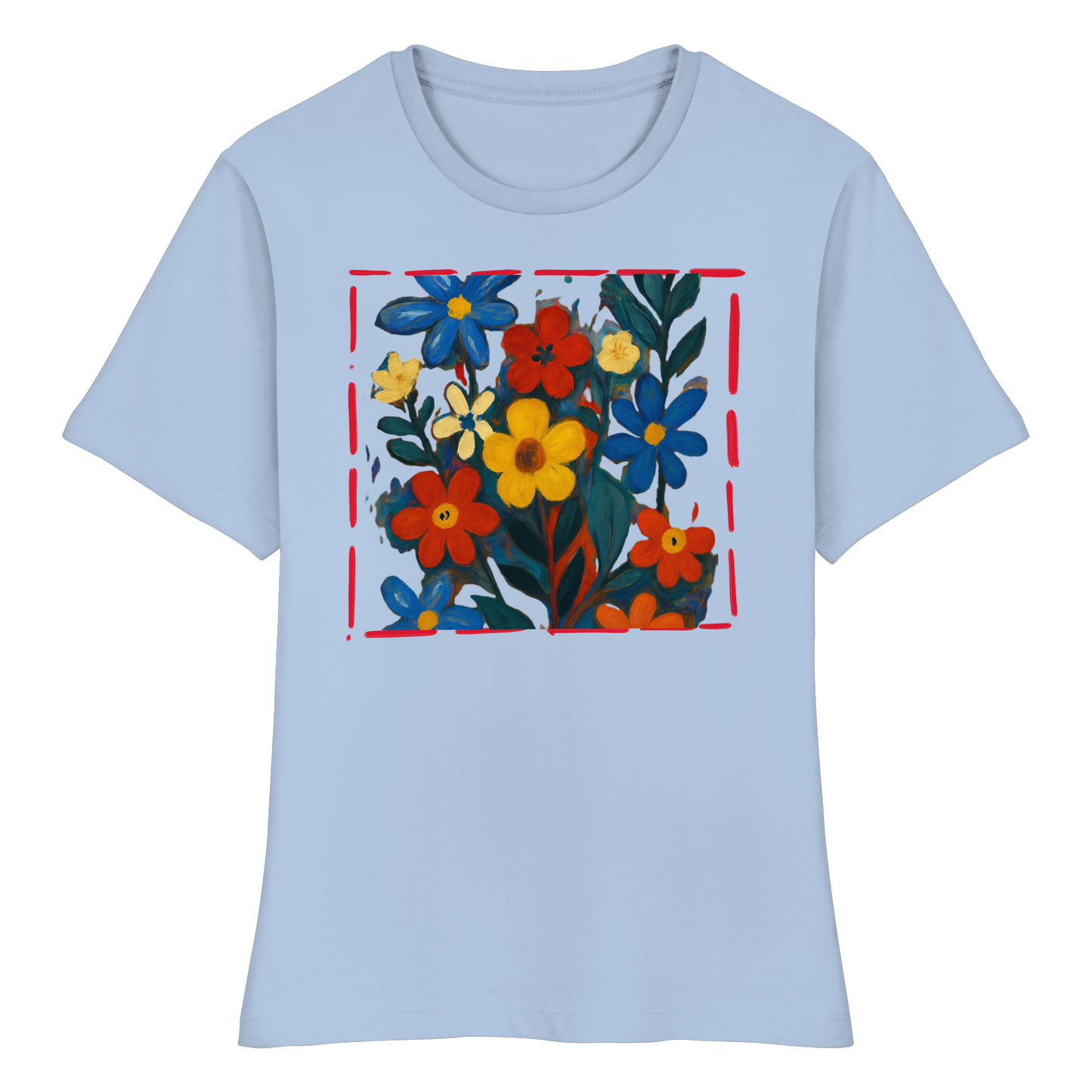 Organic Fitted Damen T-Shirt - Blumenwiese Print