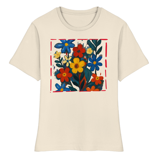 Organic Fitted Damen T-Shirt - Blumenwiese Print