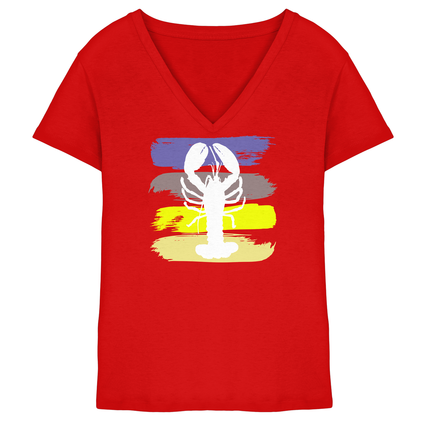 Damen T-Shirt Organic mit V-Ausschnitt und Hummer Print