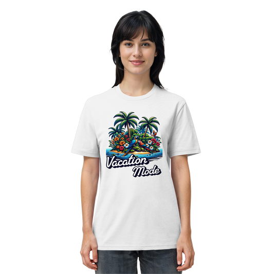 Unisex T-Shirt Vacation Mode | Baumwollshirt mit Palmen & Papageien Print