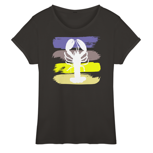 Damen T-Shirt, Roll-Up T-Shirt mit Hummer Print