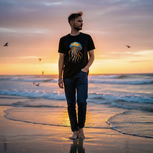 Unisex-T-Shirt mit einem expressionistischen Quallen Print