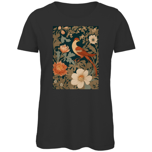 Botanischer Vogel Damen T-Shirt | Premium Rundhals Baumwollshirt