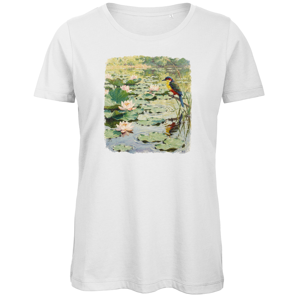Damen T-Shirt "Vogel am Seerosenteich" | Rundhals Baumwollshirt