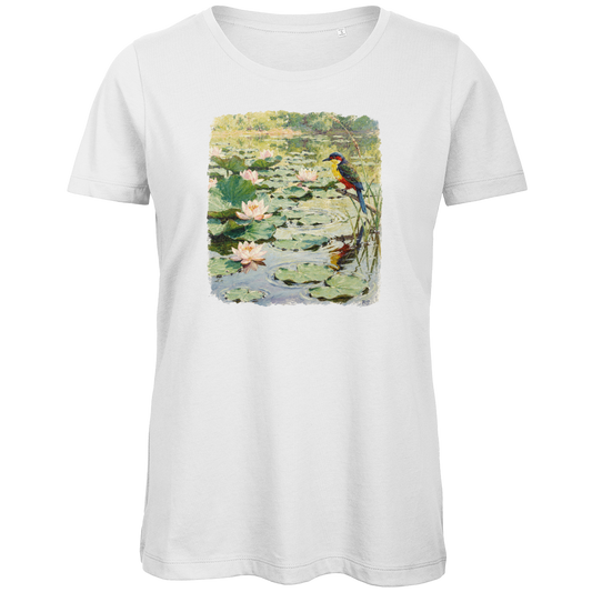 Damen T-Shirt "Vogel am Seerosenteich" | Rundhals Baumwollshirt