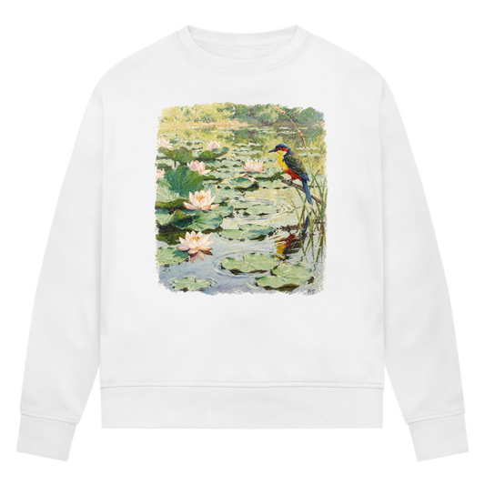 Damen Premium  Sweatshirt | Vogel am Seerosenteich Print