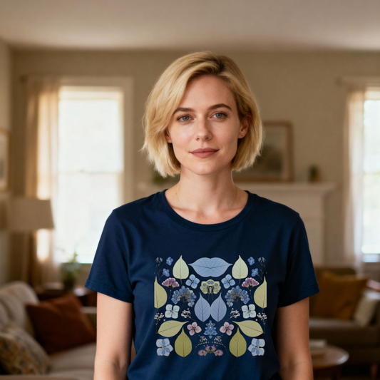 Damen T-Shirt Organic - Blätter und Blumen