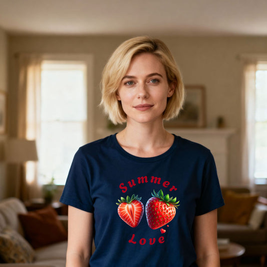 Damen Premium T-Shirt mit Erdbeer-Print "Summer Love"