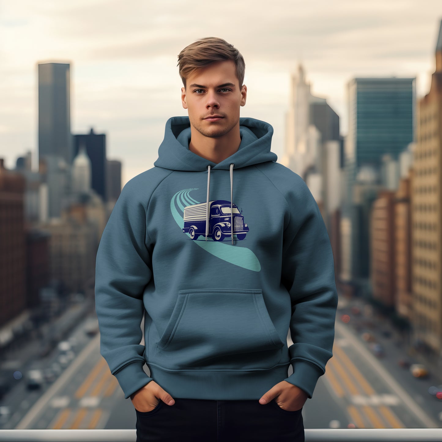 Basic Unisex Hoodie mit Oldtimer LKW - Print