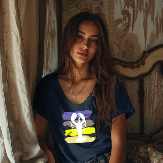 Damen T-Shirt Organic mit V-Ausschnitt und Hummer Print