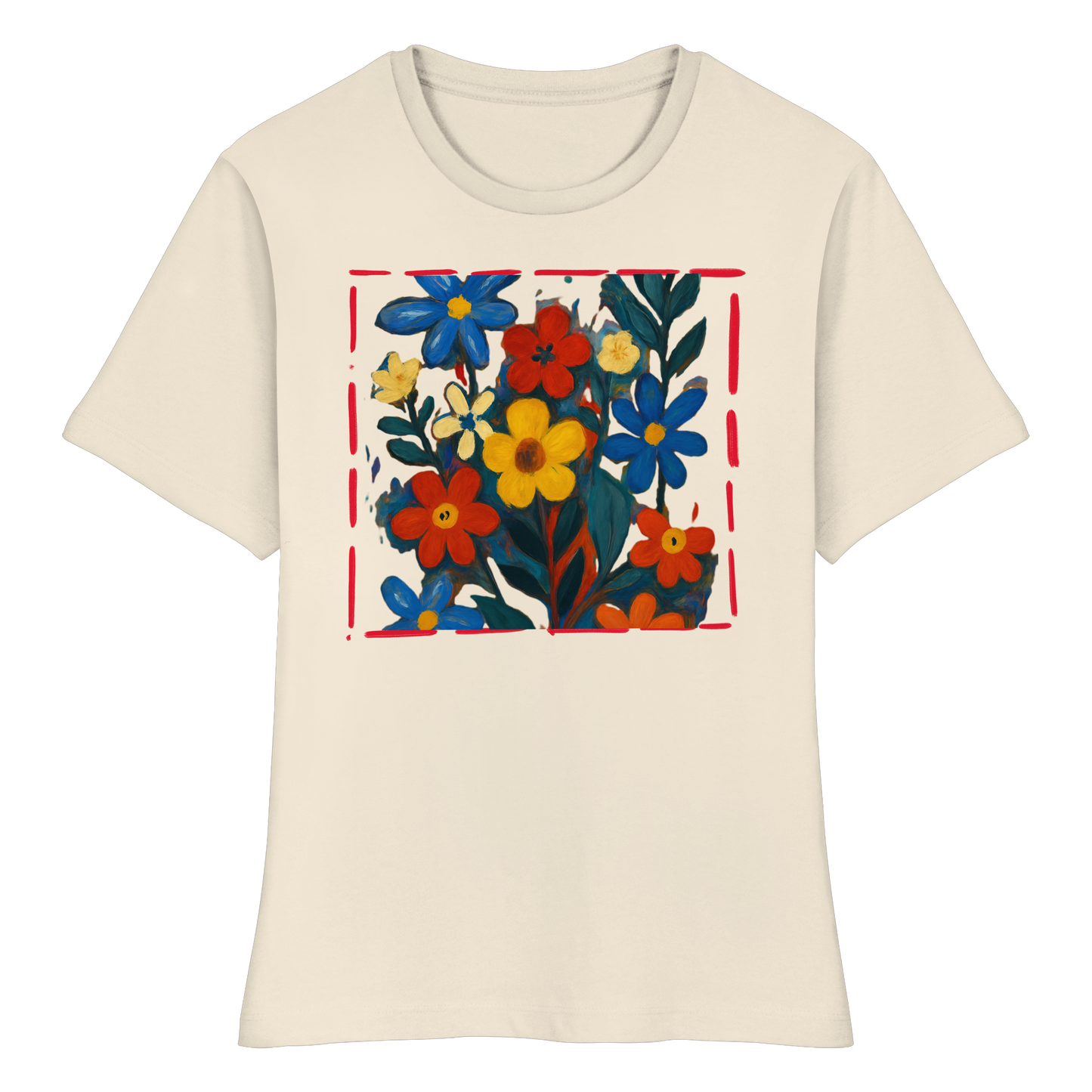 Organic Fitted Damen T-Shirt - Blumenwiese Print