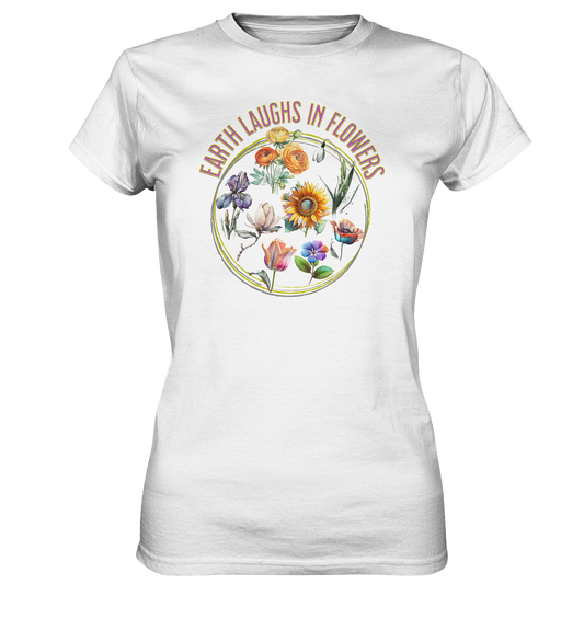 Damen Premium T-Shirt mit Blumen Print & Statement Spruch