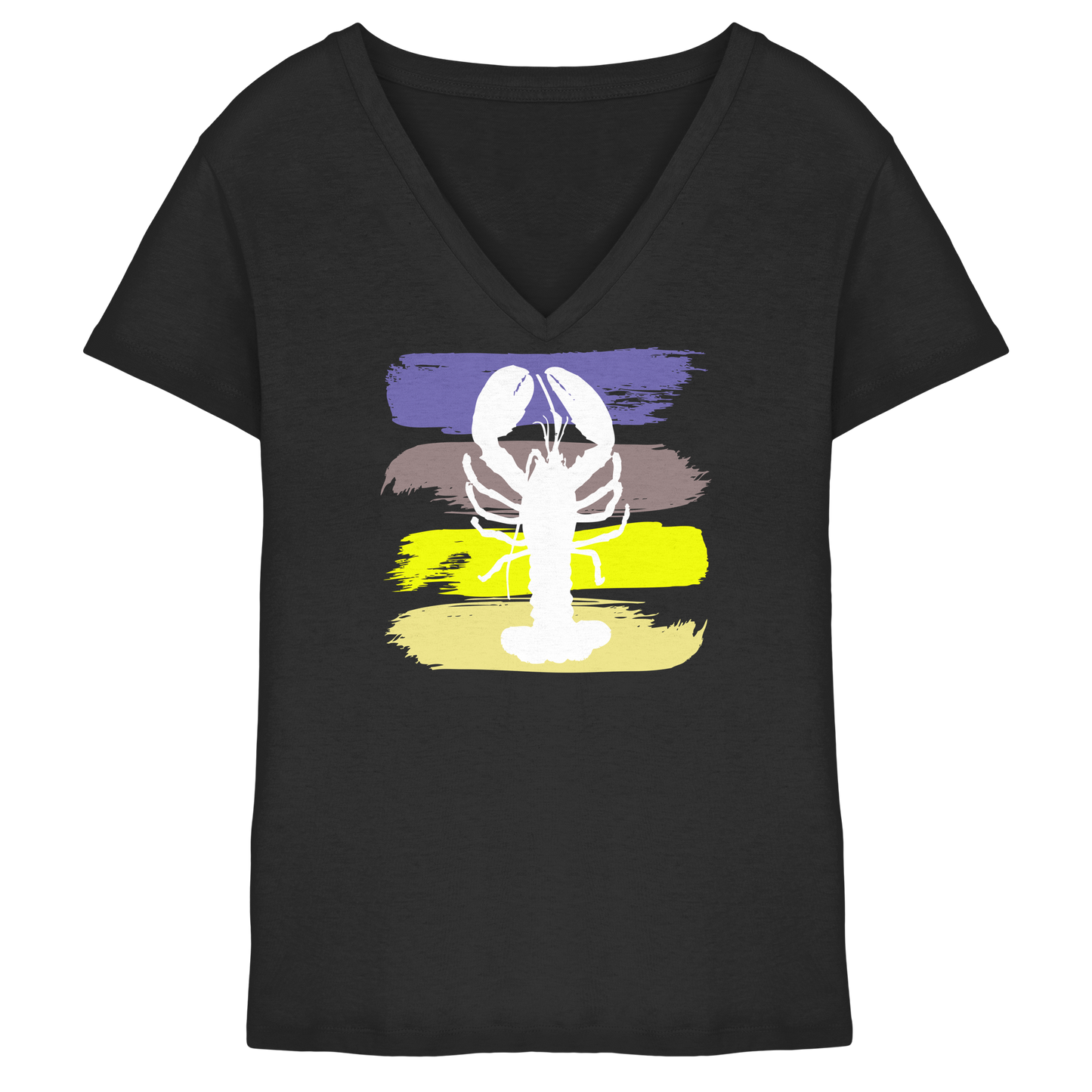 Damen T-Shirt Organic mit V-Ausschnitt und Hummer Print