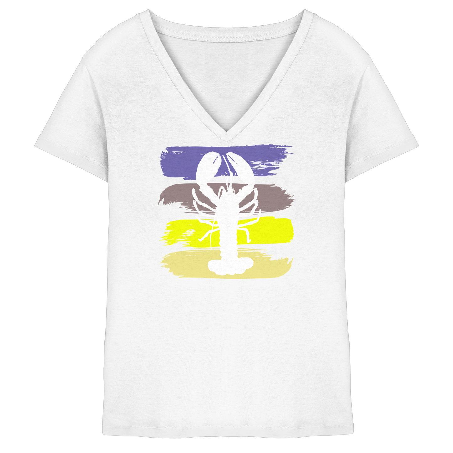 Damen T-Shirt Organic mit V-Ausschnitt und Hummer Print