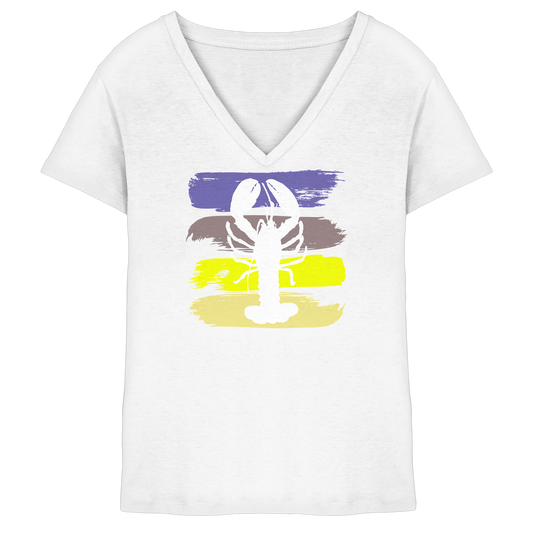 Damen T-Shirt Organic mit V-Ausschnitt und Hummer Print