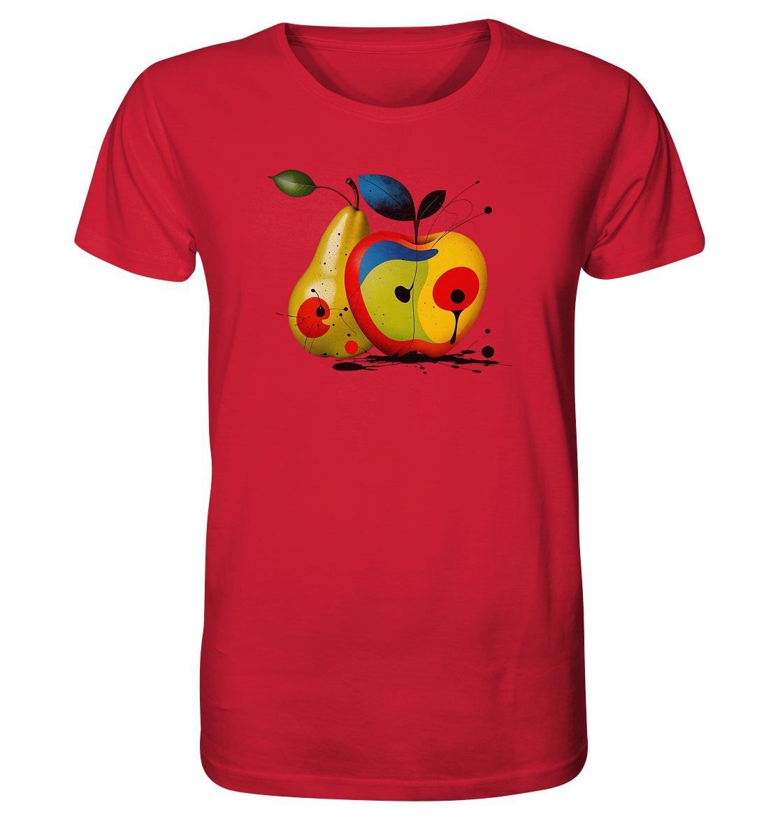 Apfel & Birne Herren T-Shirt | Rundhals Baumwollshirt mit Frucht Print