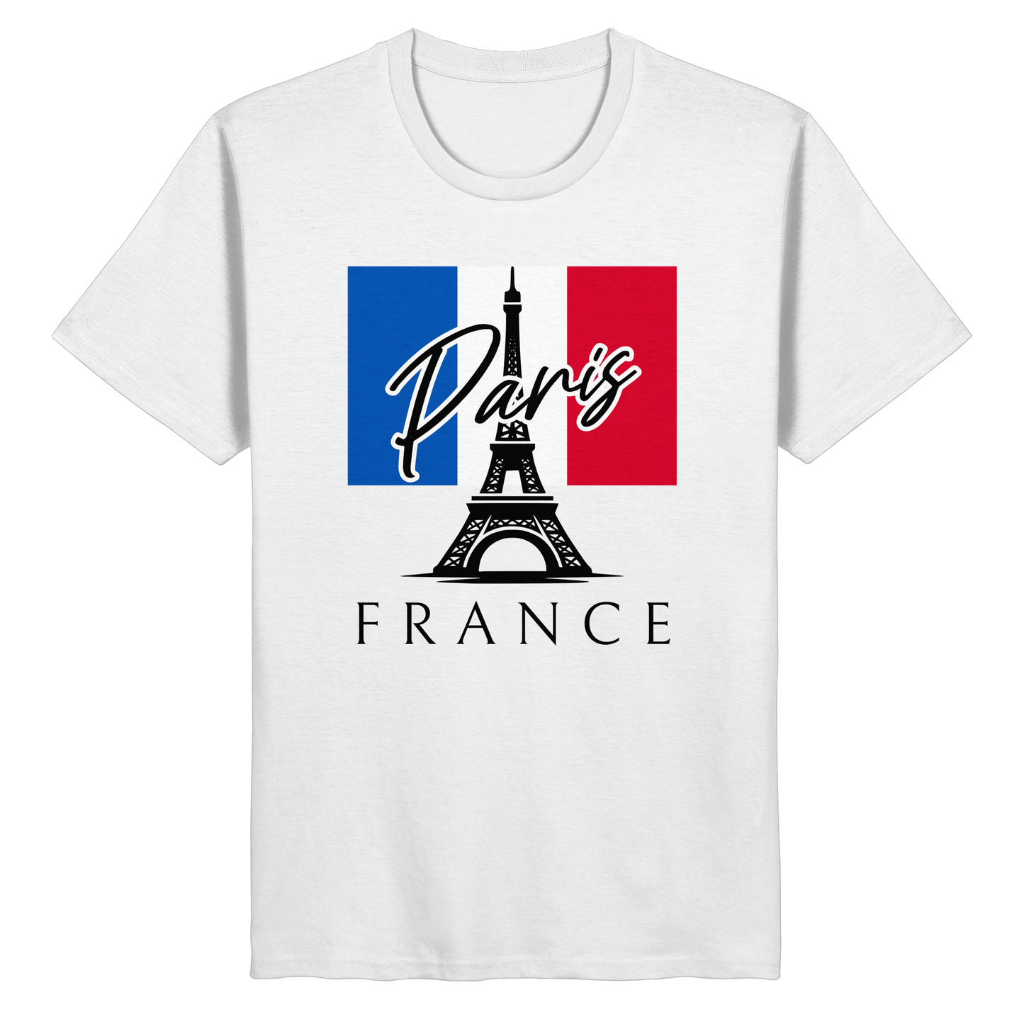 Damen T-Shirt, Eiffelturm Paris Print | Basic Rundhals Baumwollshirt mit Frankreich Motiv