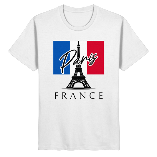 Damen T-Shirt, Eiffelturm Paris Print | Basic Rundhals Baumwollshirt mit Frankreich Motiv