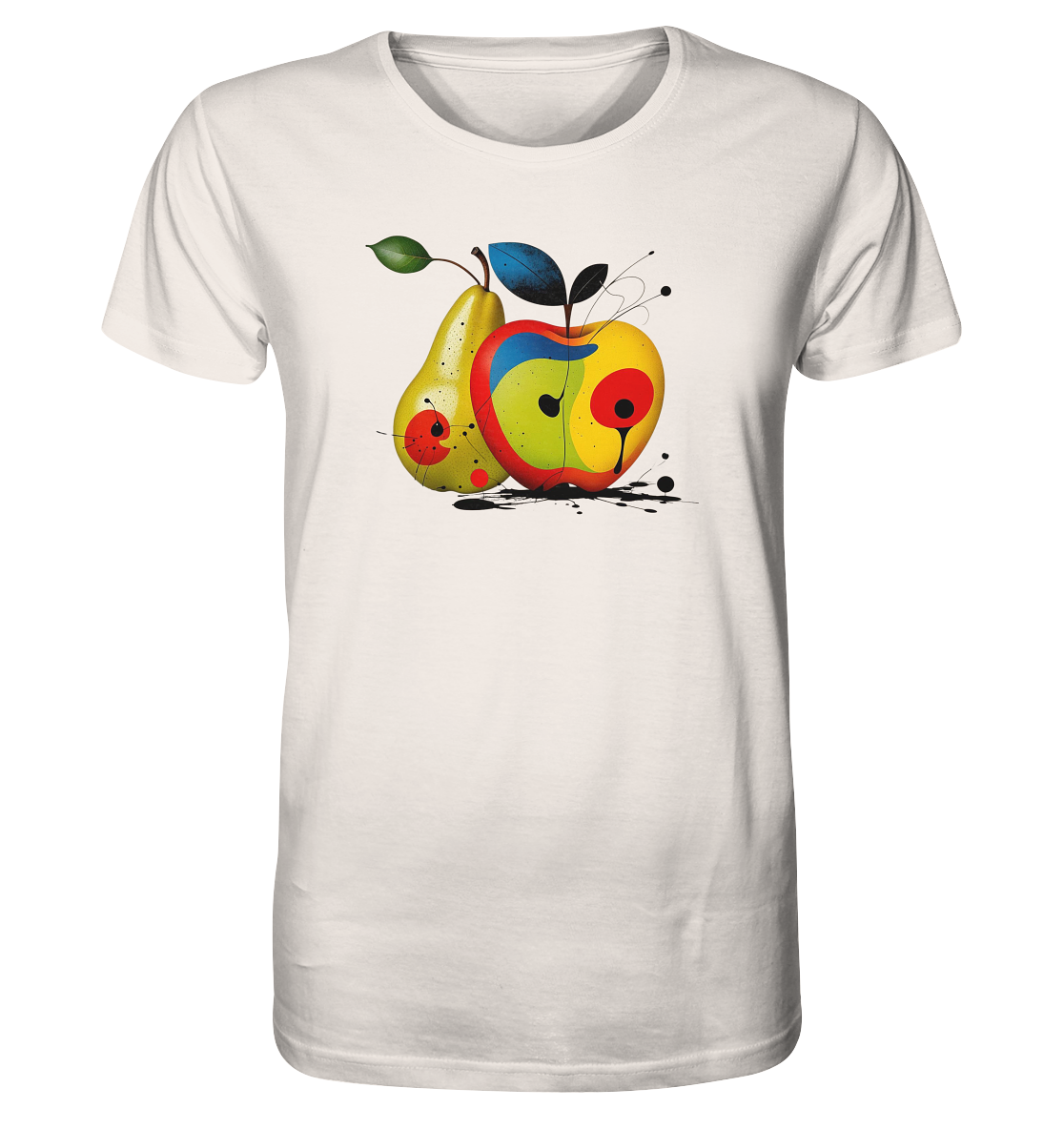 Damen T-Shirt Apfel & Birne | Rundhals Baumwollshirt mit Frucht Print