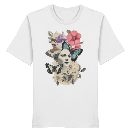 Damen T-Shirt Vintage Flower | Baumwollshirt mit Blumen & Schmetterling Print