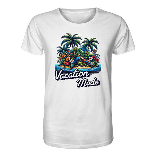 Unisex T-Shirt Vacation Mode | Baumwollshirt mit Palmen & Papageien Print