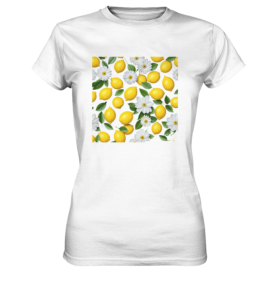 Damen T-Shirt Premium Classic - Zitronen & Blüten Motiv