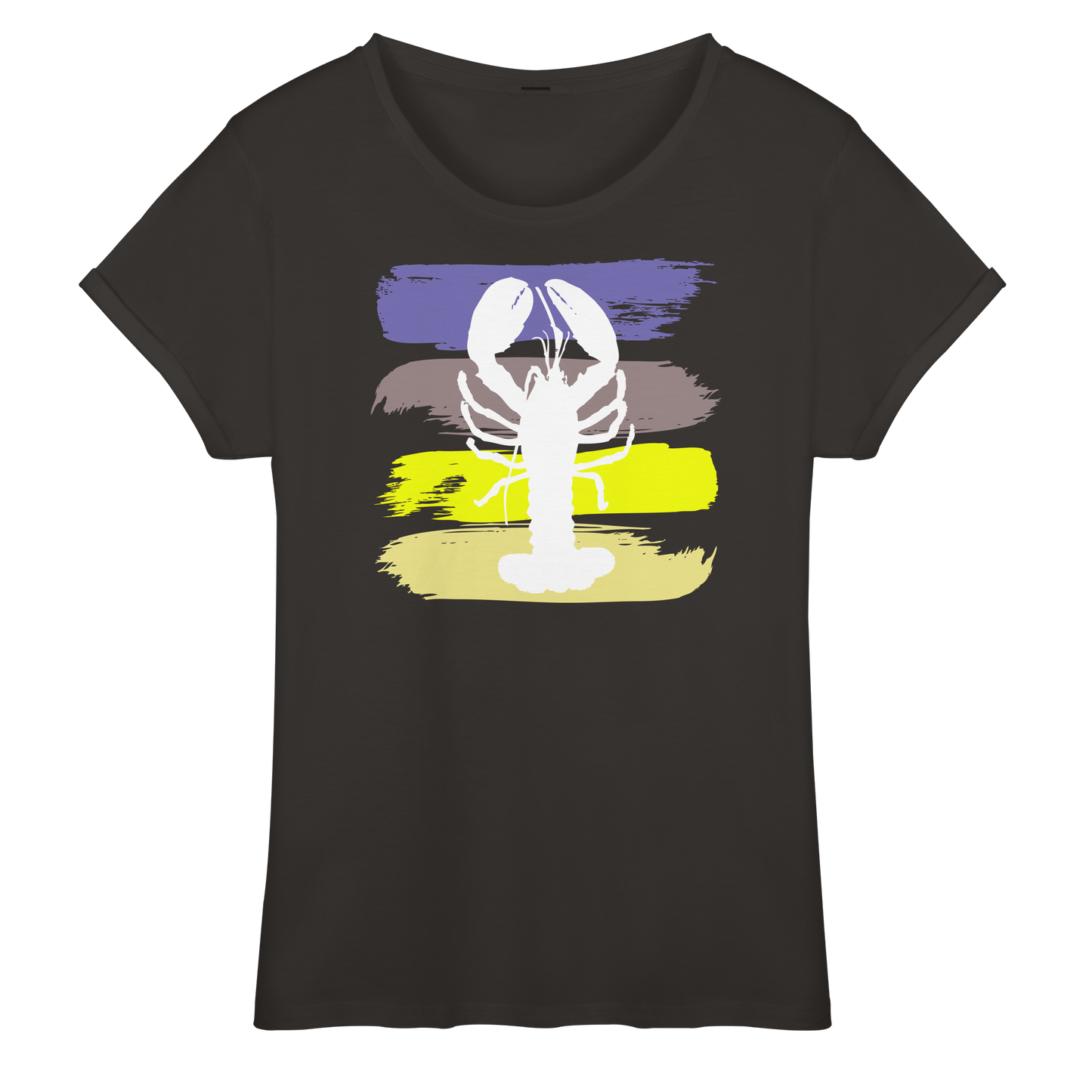 Damen T-Shirt, Roll-Up T-Shirt mit Hummer Print