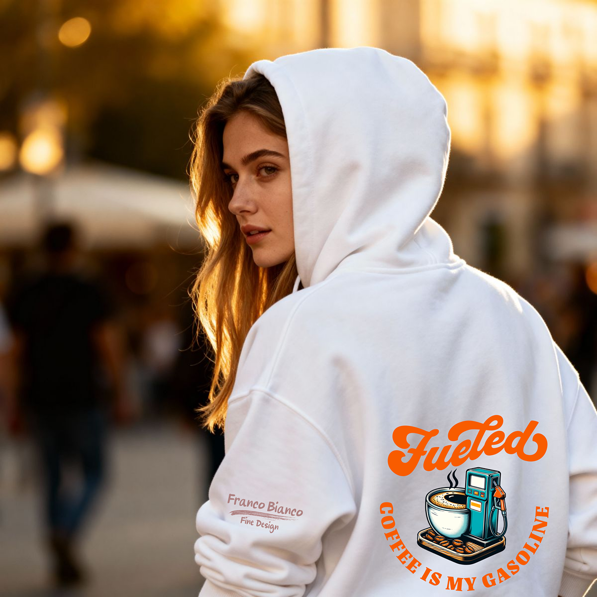 Unisex Heavy-Blend  Hoodie, Reißverschluss - "Coffee is my Gasoline" - Print